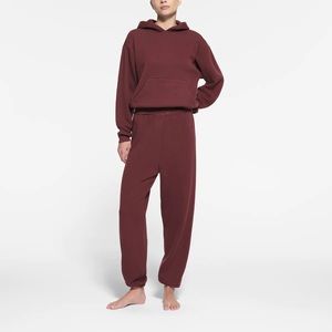 Skims Cotton Fleece Oxblood sweat set